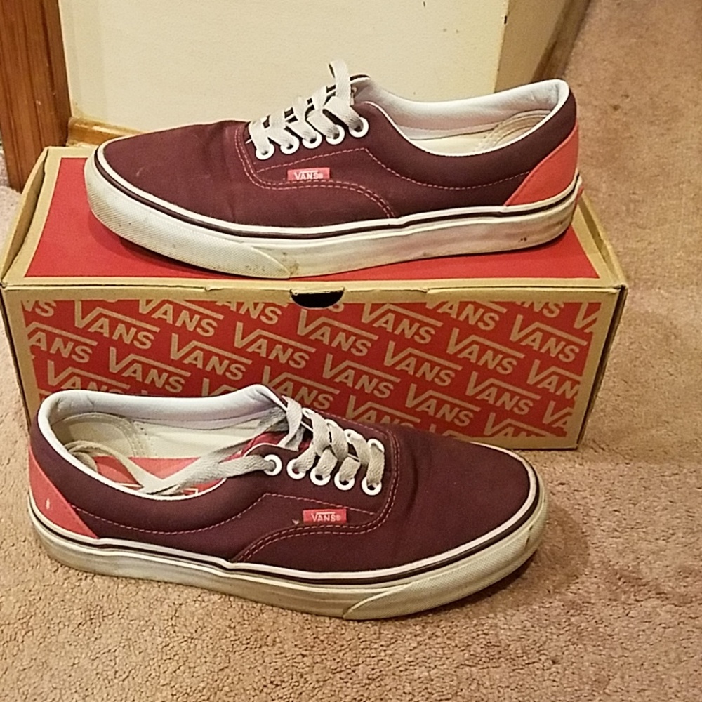 Burgundy and pink Vans